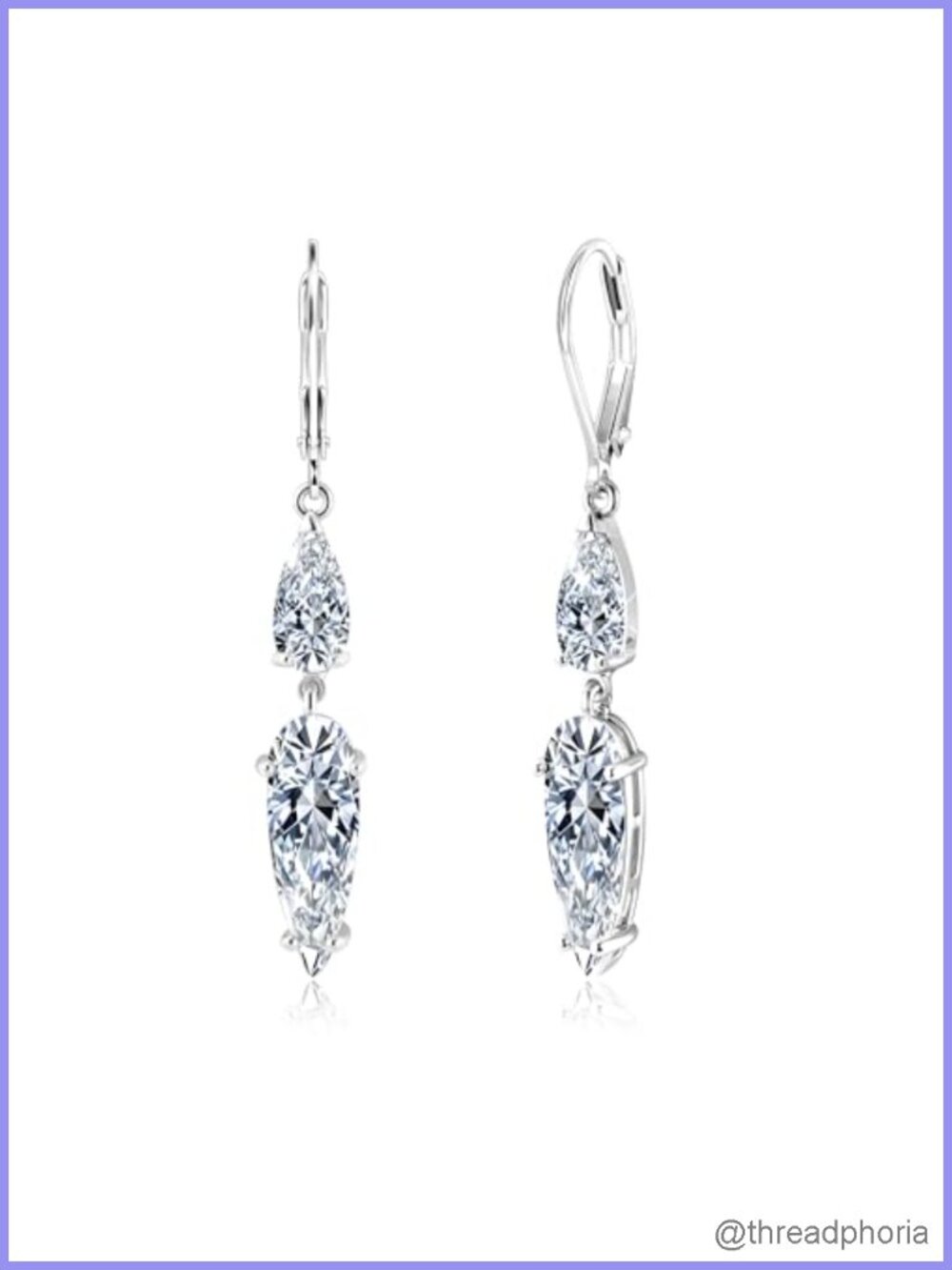 Hypoallergenic Sterling Silver Leverback Teardrop Dangle Earrings